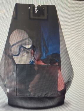 Black Mesh Drawstring Sling Bag - Men Snorkeling And Dive Gear Bag Extra Large